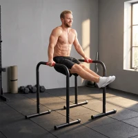 HOMCOM Barras Paralelas Training Soporte con Mango Extra Ancho para Flexiones Inclinadas Musculación Calistenia Dips 63x41x73 cm Negro(m-10)