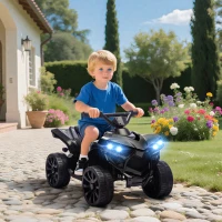AIYAPLAY 6V Kids ATV, 4 Wheeler Electric Ride on Car with Music and LED Headlights, for Ages 18-56 Months Boys and Girls, Black(m-10)