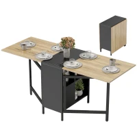 HOMCOM Mesa Plegable de Comedor con Alas Abatibles 4 Compartimentos 3 Formas para Cocina Salón 169x60x75 cm Natural Oscuro(m-11)
