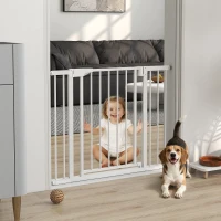 PawHut Cancellino di Sicurezza per Bambini e Animali, Chiusura Automatica e Montaggio a Pressione, 76-102x76 cm, Bianco(m-9)