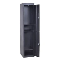 Vinsetto Armoire à casiers à 4 niveaux, casier vestiaire métallique avec 2 portes verrouillables à 2 clés, 38x46x180cm, noir(m-11)