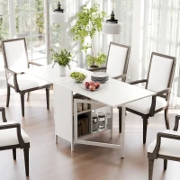 HOMCOM Mesa Plegable de Comedor con Alas Abatibles 4 Compartimentos 3 Formas para Cocina Salón 169x60x75 cm Blanco(m-10)