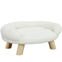 PawHut Cuccia divanetto sfoderabile per cani e gatti con schienale, 47x40x20 cm, crema(m-1)