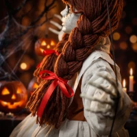 HOMCOM 80 cm Halloween Animated Hanging Creepy Girl on Swing Decoration, Kicking Legs, Sound and Touch Activated(m-11)