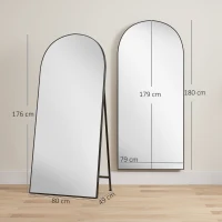 HOMCOM Espejo de Cuerpo Entero 180x80 cm Marco de Aluminio Independiente Apoyado y de Pared Negro(m-3)