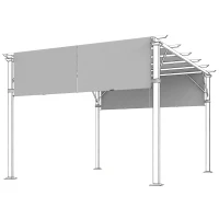 Outsunny Prelată Pergolă Foișor 3x3 m cu Buzunare și Curele pentru Bare, din Poliester, 488x122 cm, Gri Deschis(m-11)