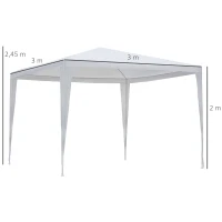 Outsunny Carpa Desmontable 3x3x2,45m Pabellón de Jardín de Tubo de Acero Anti-UV Pérgola Cenador para Terraza Patio Playa Blanco(m-3)