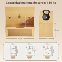 HOMCOM Baúl de Almacenaje 108L Banco de Almacenaje con Panel de Ratán Tapa Brazos de Soporte para Recibidor 80x40x45cm Roble(m-3)