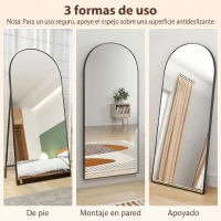 HOMCOM Espejo de Cuerpo Entero 180x80 cm Marco de Aluminio Independiente Apoyado y de Pared Negro(m-7)