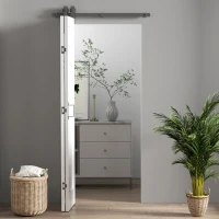 HOMCOM Ușă Glisantă Pliabilă Tip Carte cu Suprafață Vopsibilă, 90x210 cm, Albă(m-1)
