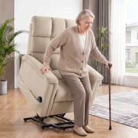 HOMCOM Fotoliu cu Ridicare Electrică, Fotoliu Relax Electric din Catifea cu Spătar Inclinabil, Telecomandă, Maro(m-7)