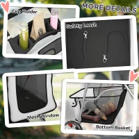 PawHut Dog Pram, Pet Stroller with Reflective Strips, Foldable Cat Stroller with 360° Swivel Wheels, Grey(m-8)
