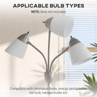 HOMCOM Arc Tree Floor Lamp with 3 Adjustable Rotating Lights, Industrial Standing Lamp with Steel Frame, Silver Tone(m-4)