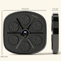 SPORTNOW Aparat de Box Muzical Montat pe Perete cu 9 Viteze, Conexiune Bluetooth și Mănuși, 41.8x44.6x7.5 cm, Negru și Albastru(m-3)