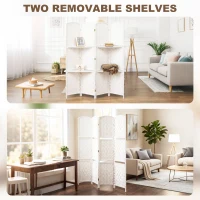 HOMCOM Freestanding Privacy Screen, 4 Panel Folding Room Divider for Living Room, Bedroom and Office, 160 x 170cm, White(m-5)