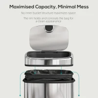HOMCOM 68L Automatic Sensor Bin, Touchless Stainless Steel Kitchen Rubbish Bin, Hands-Free Infrared Waste Dustbin, Motion Trash Can with Manual Button for Home Office, Silver(m-7)