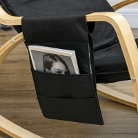 HOMCOM Fauteuil relax à bascule fauteuil allaitement avec repose-pieds réglable, poche latérale et appui-tête, noir(m-9)