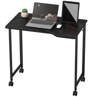 HOMCOM Folding Small Desk on Wheels - Black Wood Effect(m-10)