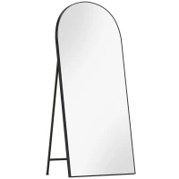HOMCOM Espejo de Cuerpo Entero 180x80 cm Marco de Aluminio Independiente Apoyado y de Pared Negro(m-1)