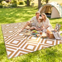 Outsunny Alfombra Exterior Reversible 182x274 cm de Plástico Impermeable para Terraza Patio Camping Playa Rojo y Blanco(m-10)