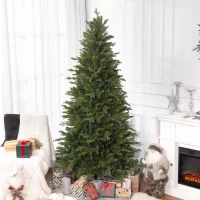 HOMCOM Albero di Natale 210 cm in Plastica Verde con Base in Metallo e 2445 Rami Ignifughi(m-10)