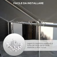Outsunny Copertura di Ricambio 6x3 m in PE Bianco Anti-UV per Carport Auto con Corde Elastiche(m-5)