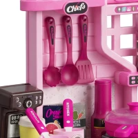 AIYAPLAY Kids Kitchen with 33 Pieces, Lights, Sounds, Storage, for Ages 3-6 Years, Pink(m-10)