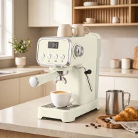 HOMCOM Piston-espressomachine 20 Bar met melkopschuimer en 1,2L afneembare watertank voor Espresso(m-10)