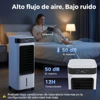 HOMCOM Climatizador Evaporativo 3 en 1 con Depósito de 7 L Oscilación 48° 3 Velocidades 3 Modos Temporizador 24h Blanco(m-8)