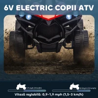 AIYAPLAY ATV Electric pentru Copii cu Baterie Reîncărcabilă 6V, Faruri LED și Muzică, Vârsta 18-56 Luni, Roșu(m-4)