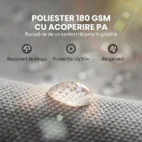 Outsunny Prelată Pergolă Foișor 3x3 m cu Buzunare și Curele pentru Bare, din Poliester, 488x122 cm, Gri Deschis(m-5)