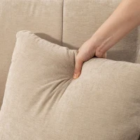 HOMCOM Divano angolare modulare 3 posti con penisola reversibile, 242 cm, beige(m-8)