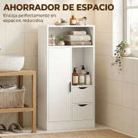 HOMCOM Armario de Baño con 2 Cajones Compartimento Abierto y Estantes Ajustables para Espacio Pequeño 50x25x100 cm Blanco(m-6)