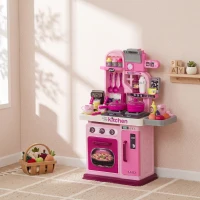 AIYAPLAY Cuisine enfant accessoires 33 PCS jouet d'imitation pour enfant dinette enfant 3-6 ans lumières et sons réalistes rose(m-2)