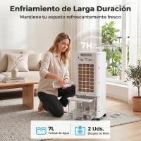 HOMCOM Climatizador Evaporativo 3 en 1 con Depósito de 7 L Oscilación 48° 3 Velocidades 3 Modos Temporizador 24h Blanco(m-5)