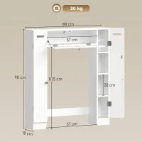 HOMCOM Mueble sobre Inodoro con 2 Armarios Cajón Abatible Portapapeles y Estantes Ajustables 88x18x98 cm Blanco(m-3)
