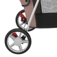 PawHut Dog Pram, Pet Stroller with Reflective Strips, Foldable Cat Stroller with 360° Swivel Wheels, Brown(m-11)