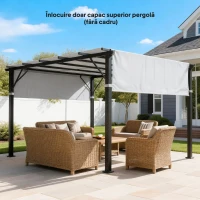 Outsunny Prelată Pergolă Foișor 3x3 m cu Buzunare și Curele pentru Bare, din Poliester, 488x122 cm, Gri Deschis(m-2)