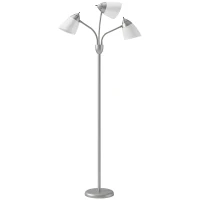 HOMCOM Arc Tree Floor Lamp with 3 Adjustable Rotating Lights and 3000K/4500K/6500K Colour Temperatures, Silver Tone(m-1)