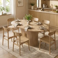 HOMCOM Mesa de Comedor Ovalada para 6 Personas con Tablero Grueso Puertas Correderas Tipo Persiana 6 Compartimentos Roble(m-9)
