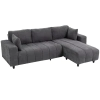 HOMCOM Modulares Ecksofa 242 cm, 3‑Sitzer in L‑Form mit rechts-/linksseitiger Ottomane, 2 Kissen, Leinenoptik-Stoff, Grau(m-8)