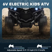 AIYAPLAY 6V Kids ATV, 4 Wheeler Electric Ride on Car with Music and LED Headlights, for Ages 18-56 Months Boys and Girls, Black(m-4)