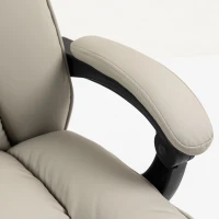 HOMCOM Pet-Friendly Faux Leather Computer Desk Chair, Executive Office Chair with Footrest and Double-Layer Padding, Khaki(m-12)