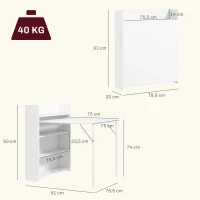 HOMCOM Mesa Plegable de Comedor Mesa de Cocina con Ala Abatible 4 Compartimentos Hasta 3 Personas 78,5x91x93 cm Blanco(m-3)