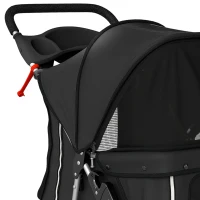 PawHut Dog Pram, Pet Stroller with Reflective Strips, Foldable Cat Stroller with 360° Swivel Wheels, Black(m-11)