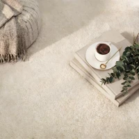 HOMCOM Alfombra Salón 160x230 cm Lavable en Lavadora Pelo Largo Estilo Moderno Tapete para Sala de Estar Dormitorio Crema(m-9)