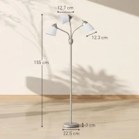 HOMCOM Arc Tree Floor Lamp with 3 Adjustable Rotating Lights and 3000K/4500K/6500K Colour Temperatures, Silver Tone(m-3)