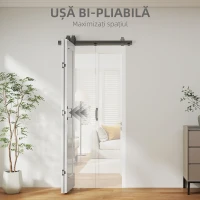 HOMCOM Ușă Glisantă Pliabilă Tip Carte cu Suprafață Vopsibilă, 90x210 cm, Albă(m-4)