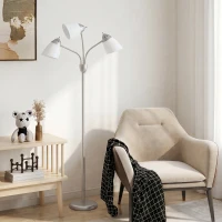 HOMCOM Arc Tree Floor Lamp with 3 Adjustable Rotating Lights, Industrial Standing Lamp with Steel Frame, Silver Tone(m-14)