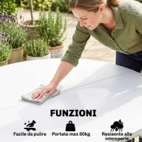 Outsunny Tavolo Pieghevole per Giardino e Campeggio, in Acciaio e HDPE, Ø122x73 cm, Grigio e Bianco(m-5)